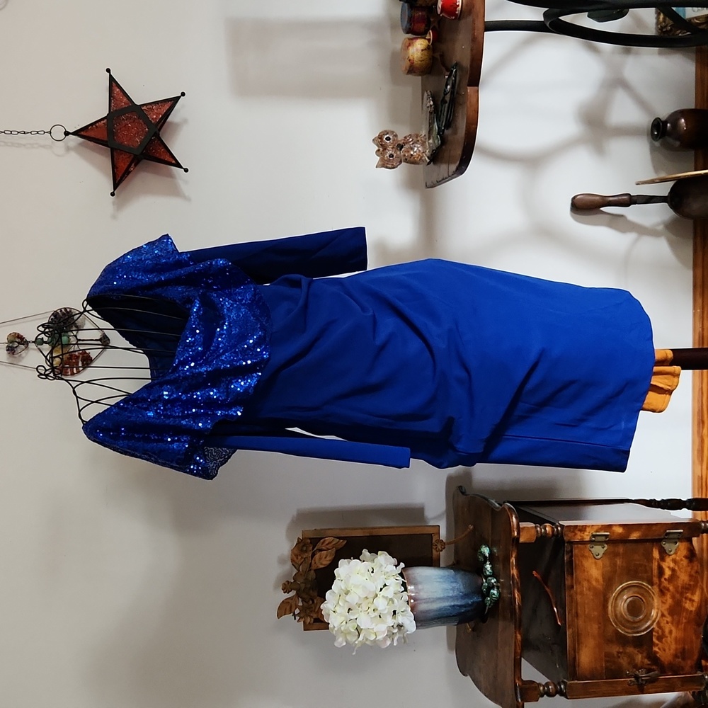 Royal blue sequins dress size extra large brand new without tags